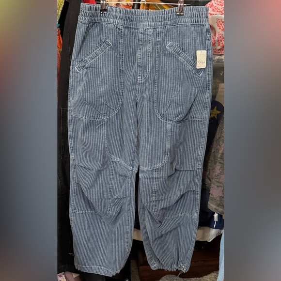 NWT Free People We The Free Atlas Parachute Jeans Explorer striped blue - Medium - Picture 8 of 11